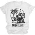 Raccoon Reading Books Summer Humor Trash Reader Unisex Jersey T-Shirt