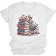 Reading A Book Per Day Keeps Reality Away Skeleton Books Unisex Jersey T-Shirt