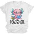 Readsolotl Cute Axolotl Reading Book Kawaii Pink Aesthetic Unisex Jersey T-Shirt Readsolotl Cute Axolotl Reading Book Kawaii Pink Aesthetic Unisex Jersey T-Shirt