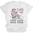 Retro Cowgirl ReadingTee Saddle Up With A Good Book Western Unisex Jersey T-Shirt