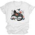 Retro Cute Cat Floral Book Librarian Vintage Floral Cat Book Unisex Jersey T-Shirt