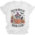 Salem WItch Book Club Halloween Raccoon Witch Reading Book Unisex Jersey T-Shirt