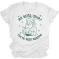 He Sees What You'Ve Been Reading Christmas Bookish Santa Premium Tri-Blend Unisex Jersey T-Shirt He Sees What You'Ve Been Reading Christmas Bookish Santa Premium Tri-Blend Unisex Jersey T-Shirt