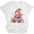 Snowman Reading Books Lovers Christmas Librarian Bookworm Unisex Jersey T-Shirt