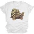Sulcata Tortoise Reading A Book Unisex Jersey T-Shirt