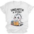 Unearth a Story Cute Dinosaur Summer Reading 2026 Dino Book Unisex Jersey T-Shirt Unearth a Story Cute Dinosaur Summer Reading 2026 Dino Book Unisex Jersey T-Shirt