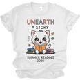 Unearth a Story Cute Kitten Summer Reading 2026 Cat Book Unisex Jersey T-Shirt Unearth a Story Cute Kitten Summer Reading 2026 Cat Book Unisex Jersey T-Shirt