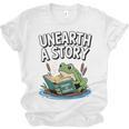 Unearth a Story Frog Reading a Book Summer 2026 Premium Tri-Blend Unisex Jersey T-Shirt Unearth a Story Frog Reading a Book Summer 2026 Premium Tri-Blend Unisex Jersey T-Shirt