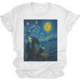 Van Gogh Starry Night Fantasy Reader Dragon Reading Book Unisex Jersey T-Shirt Van Gogh Starry Night Fantasy Reader Dragon Reading Book Unisex Jersey T-Shirt