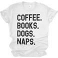 Vintage Coffee Books Dogs Naps Retro Unisex Jersey T-Shirt