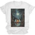 Vintage Ghost Book Reading Camping Gothic Halloween Teachers Unisex Jersey T-Shirt