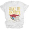 Wake Up Smarter Librarian Book Stack Premium Tri-Blend Unisex Jersey T-Shirt