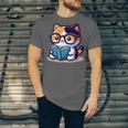 Adorable Book Lover Calico Cat With Reading Glasses Cute For Men Women Kids Unisex Jersey T-Shirt