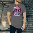 Adorable Book Lover Octopus With Reading Glasses Cute Unisex Jersey T-Shirt