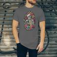 Book Lover Skeleton Reading With Dia De Los Muertos Flowers Unisex Jersey T-Shirt