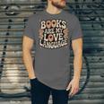 Books Are My Love Language Retro Groovy 70s Book Lover Unisex Jersey T-Shirt