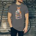 Bookworm Corgi Reading Books Drinking Coffee Dog Lover Unisex Jersey T-Shirt