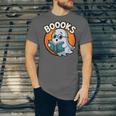 BOOOKS Cute Ghost Reading Books Halloween Unisex Jersey T-Shirt BOOOKS Cute Ghost Reading Books Halloween Unisex Jersey T-Shirt
