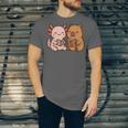 Capybara Axolotl Kawaii Kids Anime Book Lover Reading Unisex Jersey T-Shirt