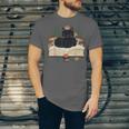 Cat On Open Book Mushrooms Ferns Dark Academia Unisex Jersey T-Shirt