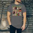 Christmas Cat Santa Bookshelves Book Lover Reader Unisex Jersey T-Shirt