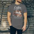 Coffee Cats And Books Cozy Calico Reader Love Cute Cat Unisex Jersey T-Shirt Coffee Cats And Books Cozy Calico Reader Love Cute Cat Unisex Jersey T-Shirt