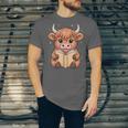 Cute Highland Cow Reading Book Unisex Jersey T-Shirt