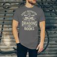 Easily Distracted By Books & Dragons Bookworm Reading Unisex Jersey T-Shirt