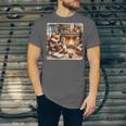 Fox Reads By Fireplace In Cabin Rustic Book Cozy Cup Tea Unisex Jersey T-Shirt