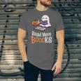 Halloween Teacher Women Cute Reading Ghost Read More Books Unisex Jersey T-Shirt