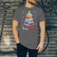 Merry Bookmas Book Christmas Tree Lights Xmas Men Women Kids Unisex Jersey T-Shirt