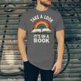 Retro Rainbow Take A Look It's In A Book Reading Unisex Jersey T-Shirt