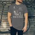 Skeleton Read In Peace Halloween Book Graphic Bookish Unisex Jersey T-Shirt