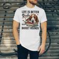 Basset Hound Dog Breed Life Is Better With Books And a For Men Women Girls Kids Unisex Jersey T-Shirt