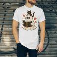 Books Ghost Reading Book Halloween Library Cat Fall Unisex Jersey T-Shirt Books Ghost Reading Book Halloween Library Cat Fall Unisex Jersey T-Shirt