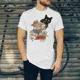 Cat And Books Flowers Reading Club Cat Lover Bookworm Unisex Jersey T-Shirt