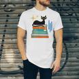 Cat And Books Retro Midcentury Mid Century Aesthetic Unisex Jersey T-Shirt Cat And Books Retro Midcentury Mid Century Aesthetic Unisex Jersey T-Shirt