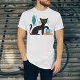 Cat Midcentury With Book And Coffee Atomic Age Mid Century Unisex Jersey T-Shirt Cat Midcentury With Book And Coffee Atomic Age Mid Century Unisex Jersey T-Shirt