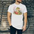 Crocodile Reading Book Watercolor Flowers Kids Unisex Jersey T-Shirt