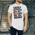 Easily Distracted By Cats And Books Lovers Reading Unisex Jersey T-Shirt