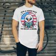 A Good Day To Read a Book Reading Eagle With American Flag Unisex Jersey T-Shirt
