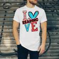 I Heart Books Love Reading Red And Stripe Animated Cat For Men Women Girls Kids Unisex Jersey T-Shirt