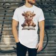 Highland Cow Reading Book Bookworm Unisex Jersey T-Shirt Highland Cow Reading Book Bookworm Unisex Jersey T-Shirt