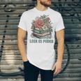 Leer ES Poder Cute Floral Spanish Teacher Book Reading Unisex Jersey T-Shirt