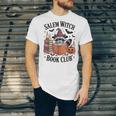 Salem WItch Book Club Halloween Raccoon Witch Reading Book Unisex Jersey T-Shirt