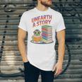 Unearth A Story Cute Turtle Reading Books Librarian Unisex Jersey T-Shirt