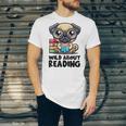 Wild About Reading Book Lover Pug Dog Unisex Jersey T-Shirt