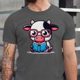 Adorable Book Lover Cow With Reading Glasses Cute Unisex Jersey T-Shirt