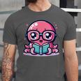 Adorable Book Lover Octopus With Reading Glasses Cute Unisex Jersey T-Shirt