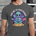 Alien Reader Reading Teacher Librarian Book Lover Unisex Jersey T-Shirt